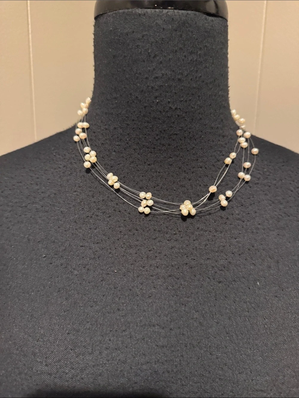 Lia Sophia Vintage Pearlette Multi-Strand Floating Pearl Illusion Necklace. NWT